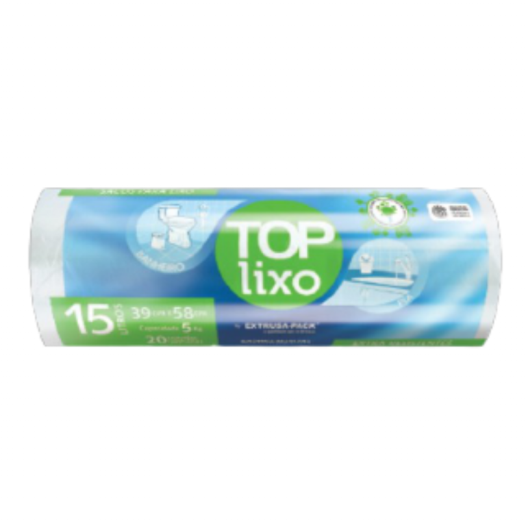 PACK LIXO TOP 015 LITROS BRANCO 39X58 RL 60 UN