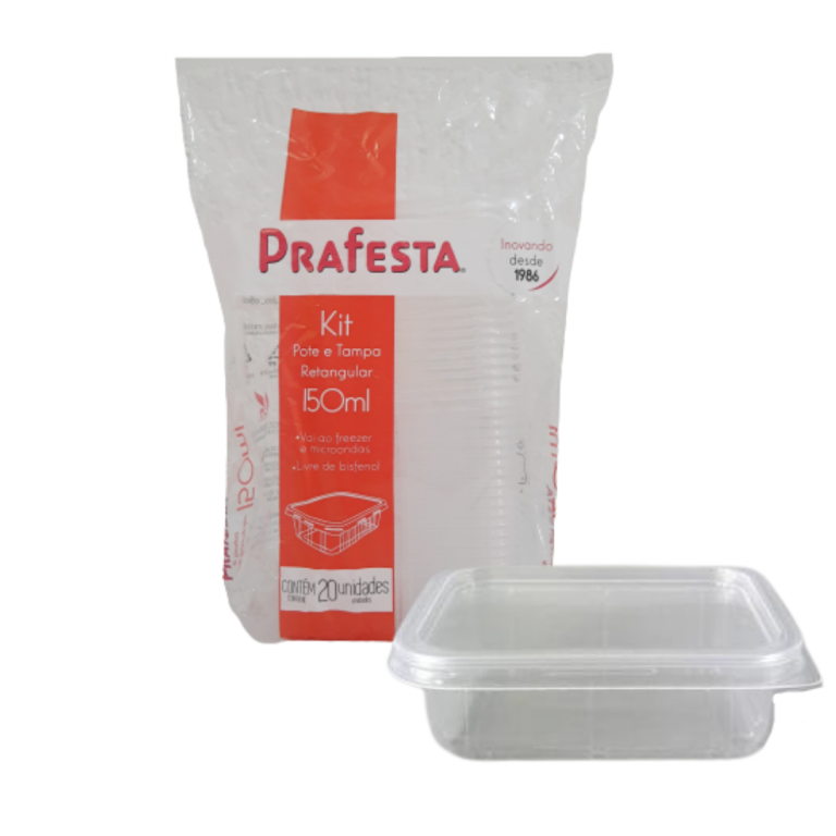 PRAFESTA - POTE 0150ML RETANGULAR C/TAMPA (8295) - PT.020UN