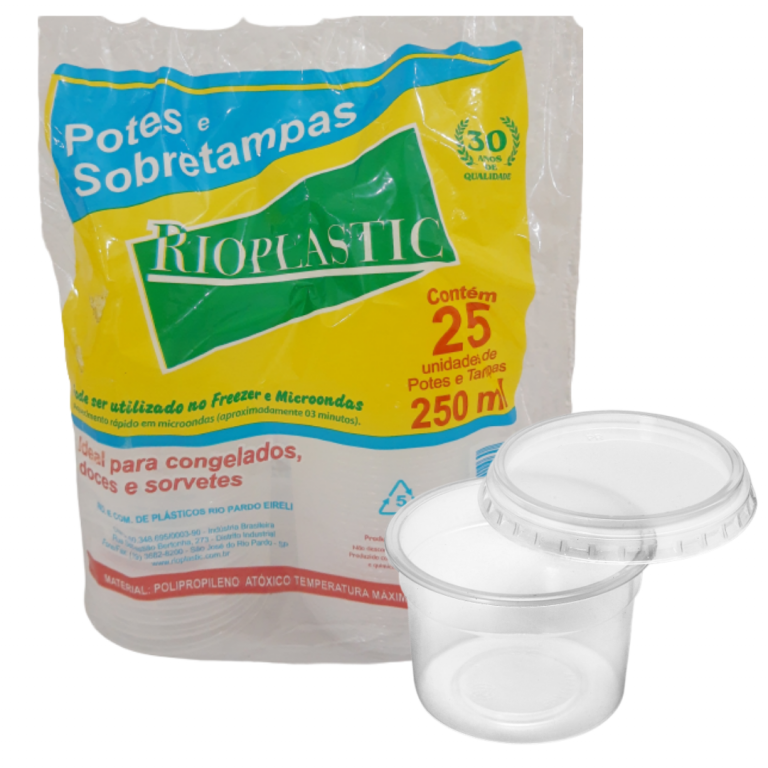 RIOPLASTIC - KIT POTE REDONDO COM SOBRETAMPA  250ML - PT25UN