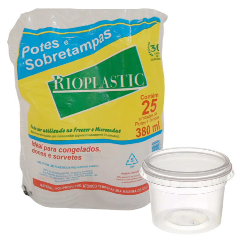 RIOPLASTIC - KIT POTE REDONDO COM SOBRETAMPA  380ML - PT.25UN