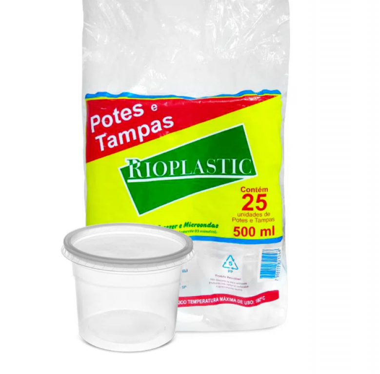 RIOPLASTIC - KIT POTE REDONDO COM SOBRETAMPA  500ML - PT.25UN