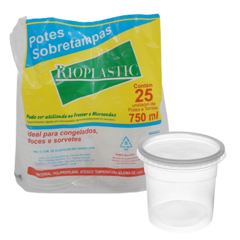 RIOPLASTIC - KIT POTE REDONDO COM SOBRETAMPA  750ML - PT.25UN