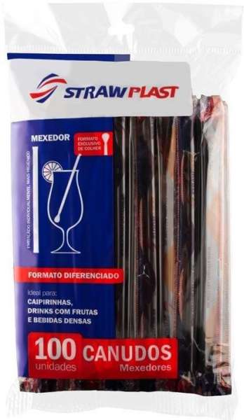 STRAW - CANUDO MEXEDOR SACHE PRETO (CS-403) - PT.100UN