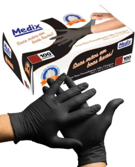 MEDIX - LUVA NITRILICA PRETA SEM PO (GG) - PT.100UN (12038)